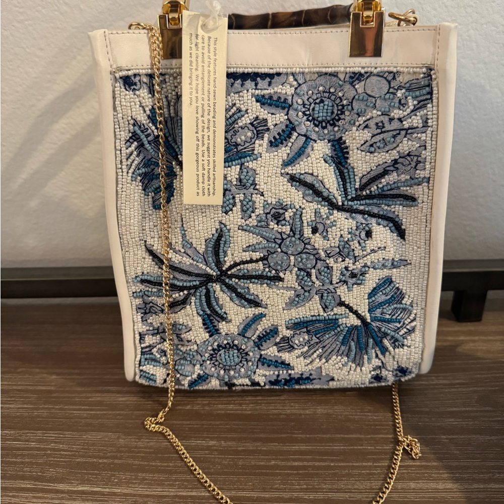 Embroidered Floral Chain Bag